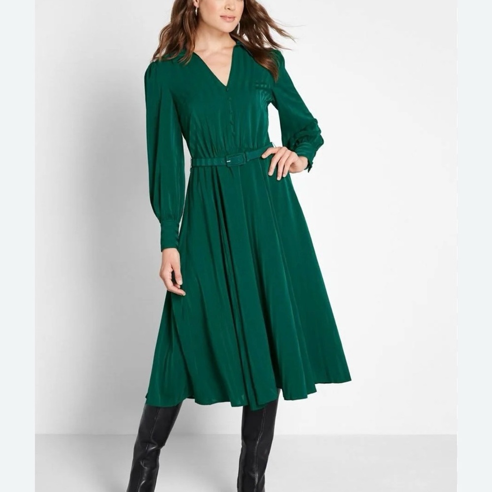ModCloth Classy Announcement green aline dress - Picture 1 of 10